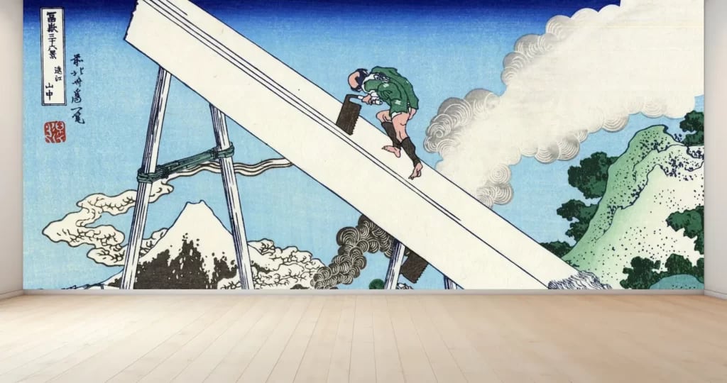 葛飾北斎 冨嶽三十六景 遠江山中 壁紙アート クロス 日本画 インテリア