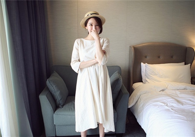 この季節に大活躍 大人の魅力 長袖 大きいサイズ 潮のお母さん カジュアル 中・長セクション ワンビース