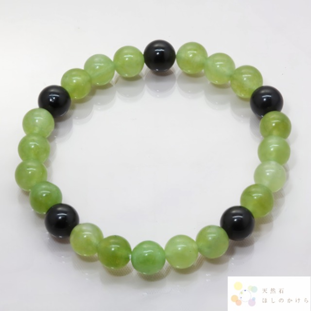 五芒星の煌めき　ペリドットとブラックトルマリンのブレスレット(863)