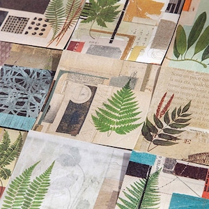 H25 自然 蝶 素材紙 紙もの 全8種 30枚 レトロ ヴィンテージ風 ましかく 硫酸紙 植物 花 鳥 海外 コラージュ素材