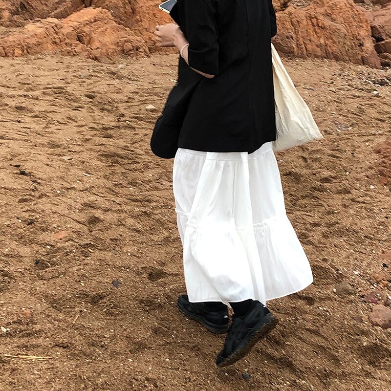 ミニマリストルーズスカート スプリングオータムロングハイウェスト 春物 秋物 萌量不足25912523359