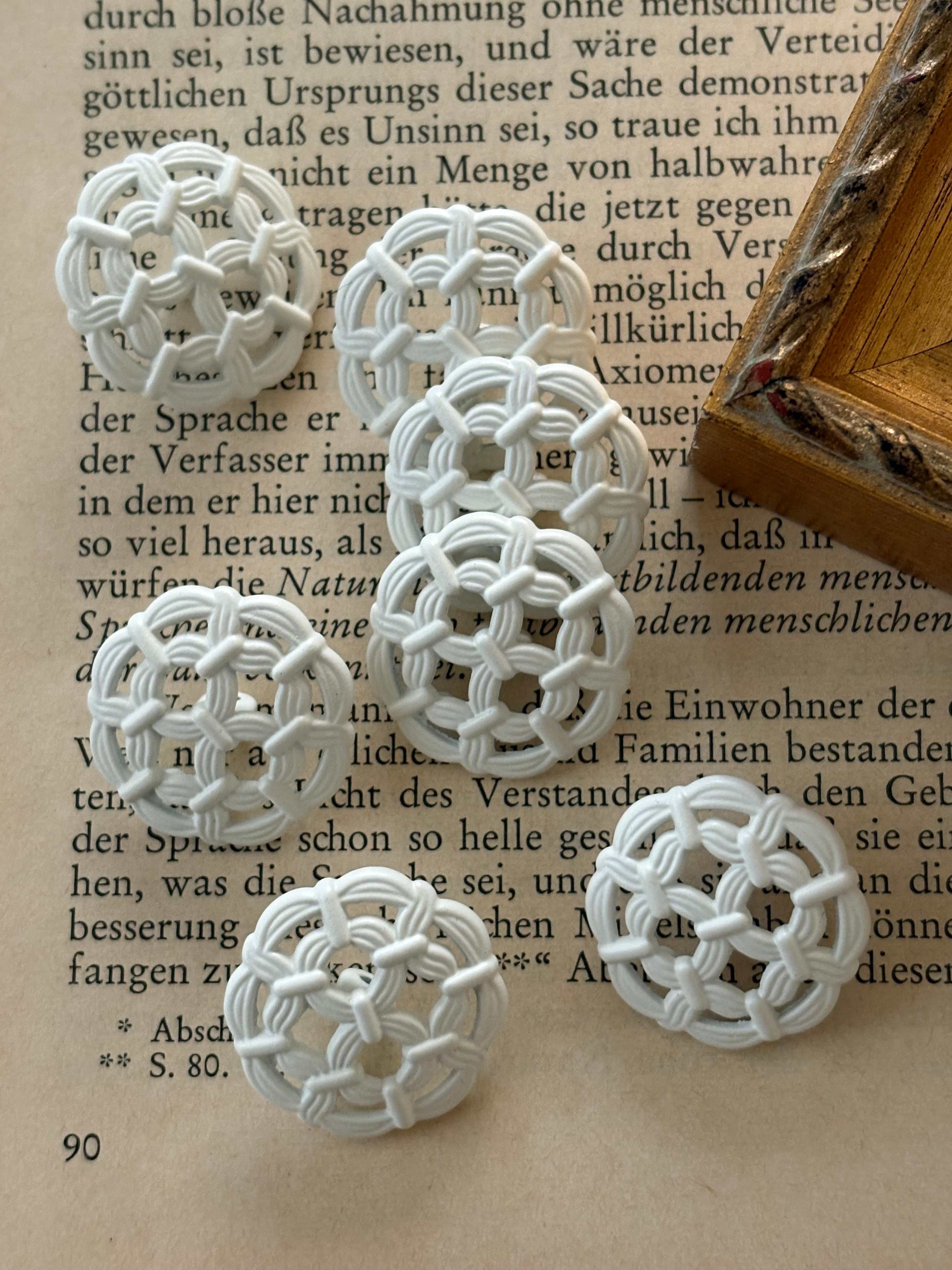 輸入デザインボタン 透かし クラシカル メタルボタン マットホワイト レース 20mm アクセサリーパーツ デコレーション材