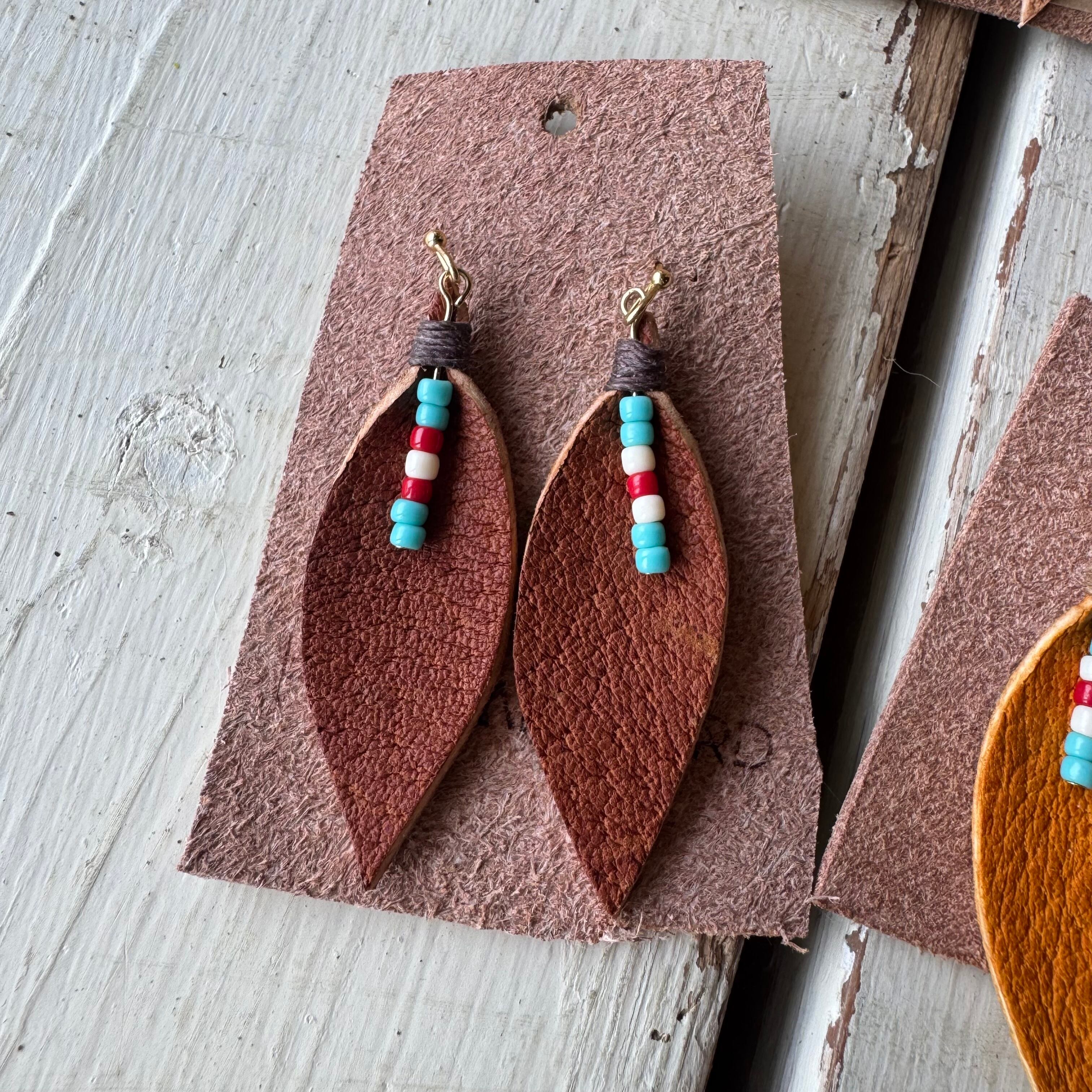 レザーピアス・イヤリング【ビーズシリーズ】 | ジビエレザーHUMMINGBIRD