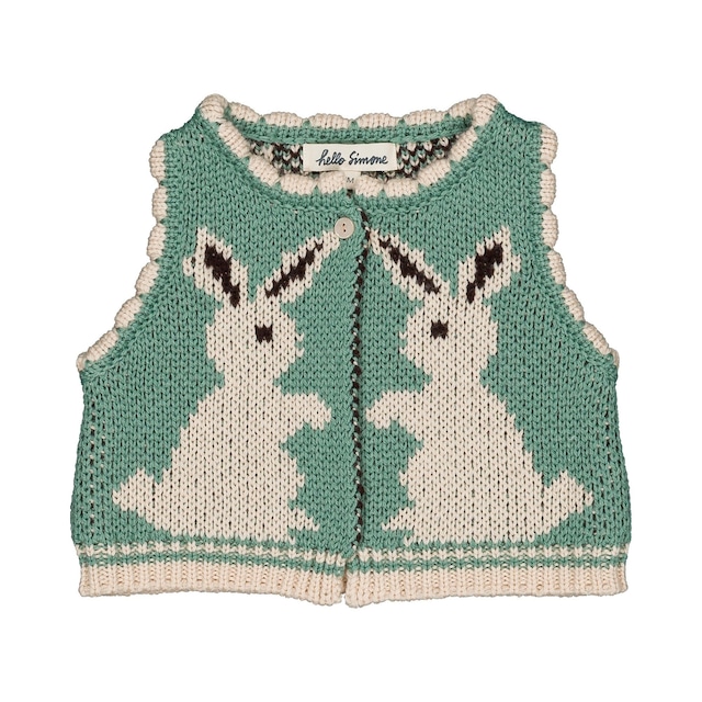 《hello Simone 2026AW》Penny baby vest / Rabbit Aqua / 24M