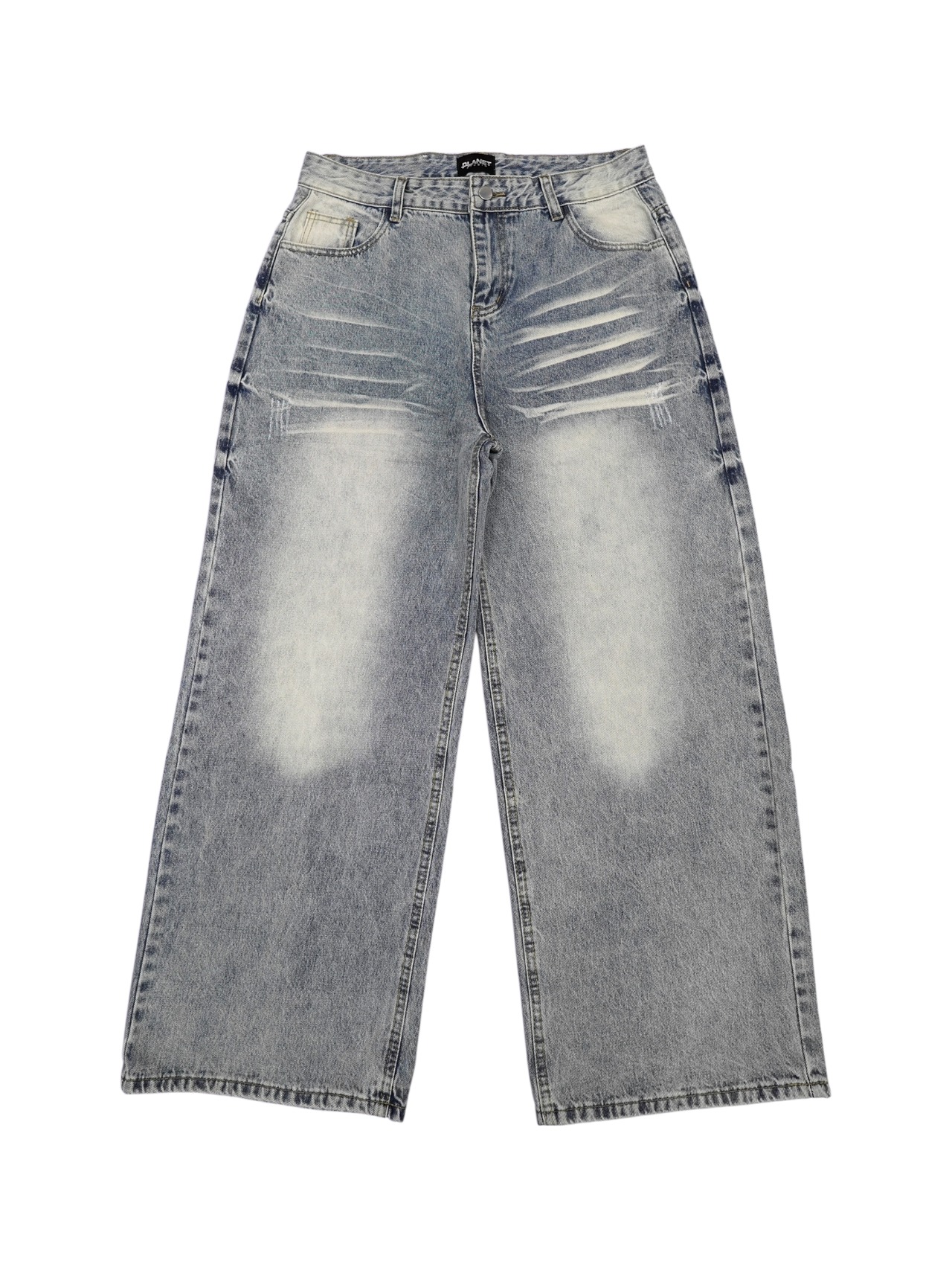 【PLANET STUDIO】Cross Studded Baggy Denim Pants