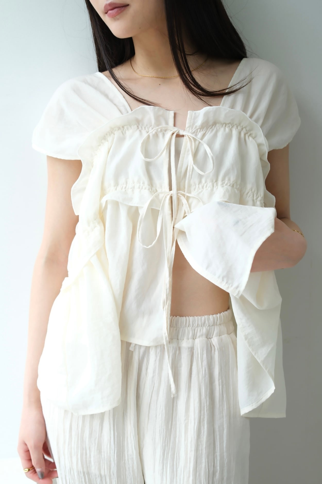 2WAY Shirring Gather Top Bustier 2wayシャーリングギャザートップスビスチェ Ivory