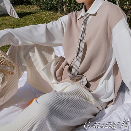 メンズ　トップス　重ね着風　トップス