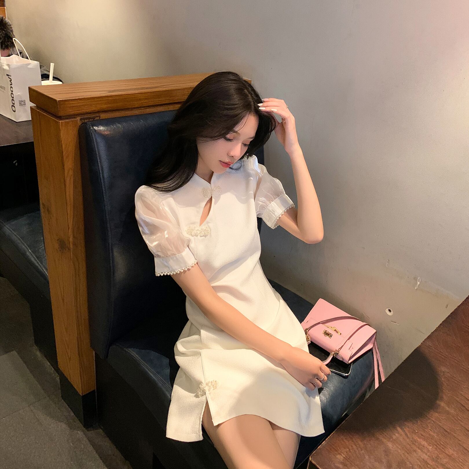 サマースタイルスタンダードウェストスカート ホワイトドレス レトロ 夏物 6Du_Shop_Women82910202383