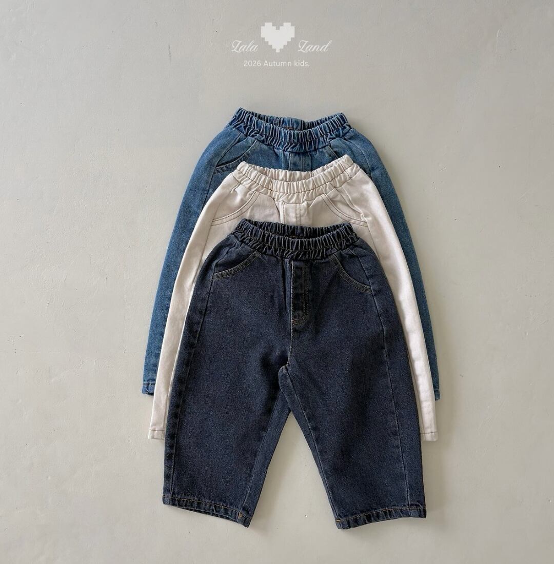 送料無料【予約】/ kids ワイドカーブドデニムパンツ /lalaland