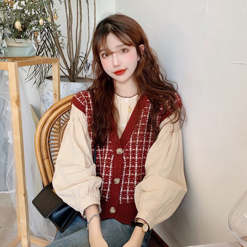 ニットスプリングオータムレッド 春物 秋物 試着室70914830386