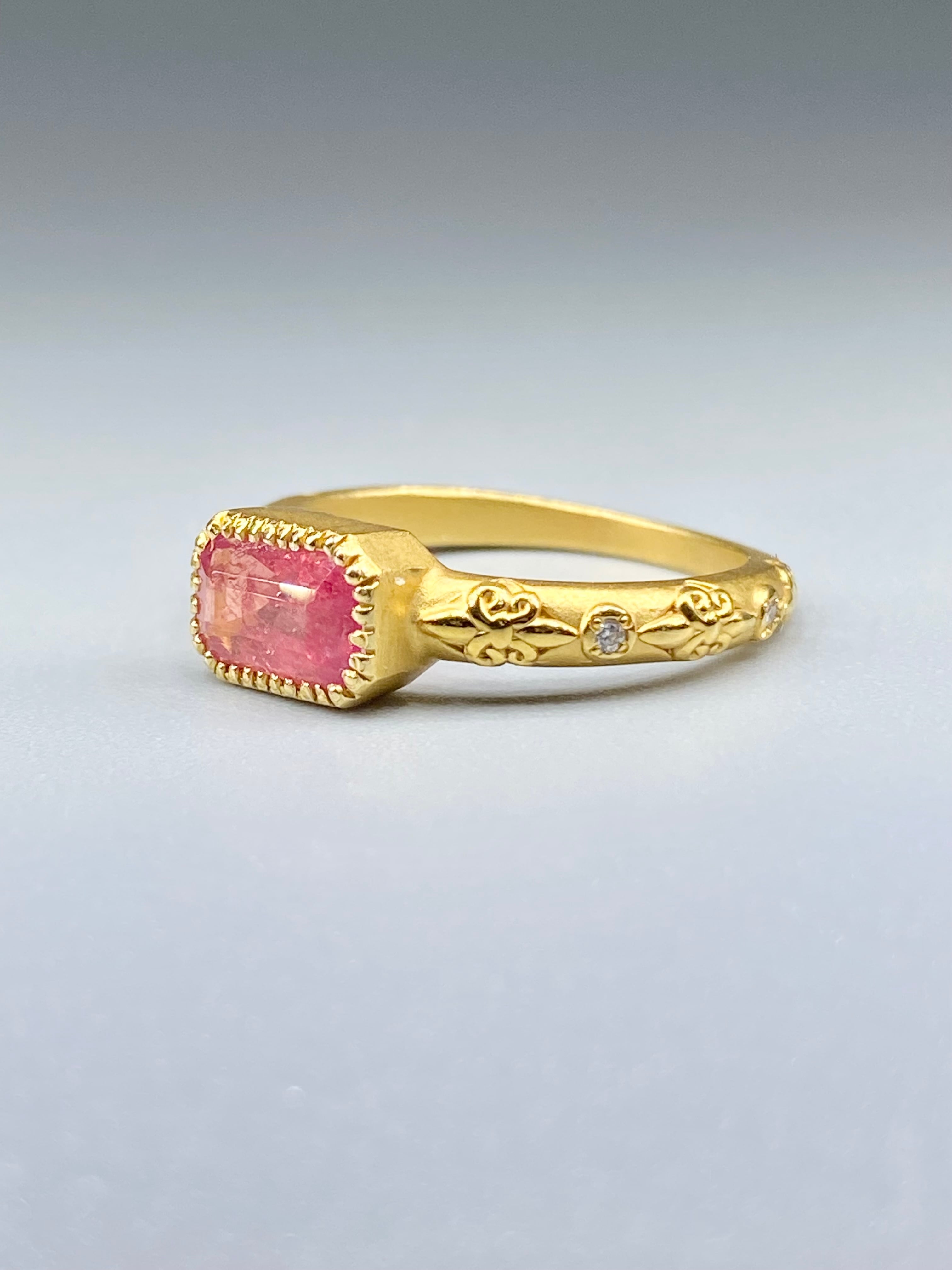 ペツォッタイト 1.19ct / ダイヤモンド 計0.025ct K18 リング 15号