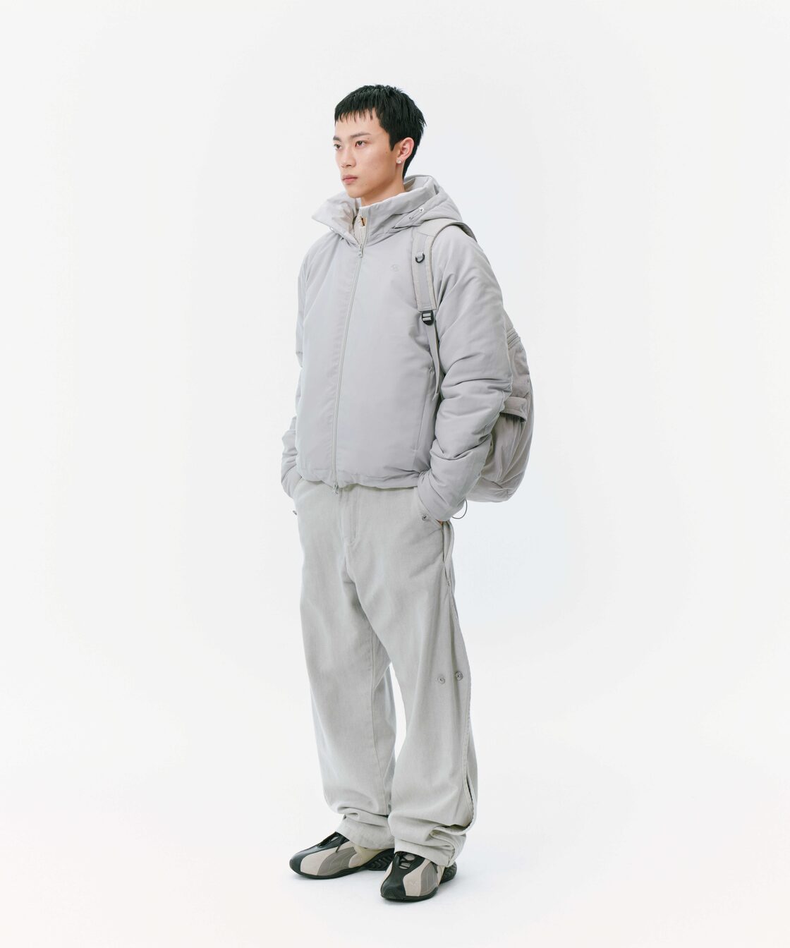 SAN SAN GEAR] REVERSIBLE PUFFER JACKET [LIGHT GREY] 正規品 韓国