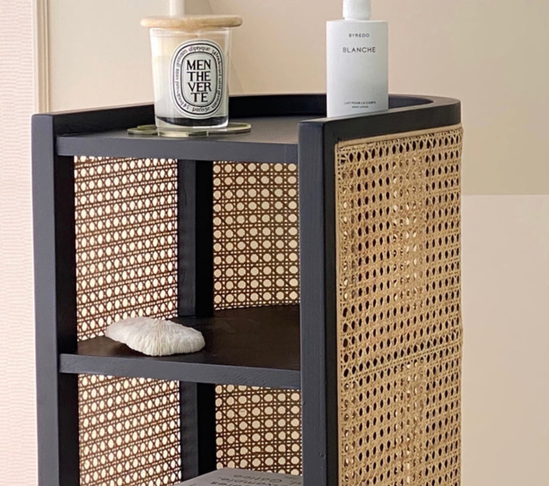 kane storage closet 2colors / ラタン 2段 収納 シェルフ 棚 サイド