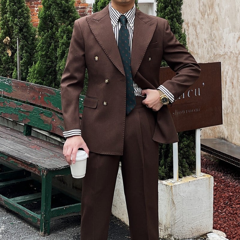 ブリティッシュピークドラペルダブルスーツ 3色展開 | Buona Vita