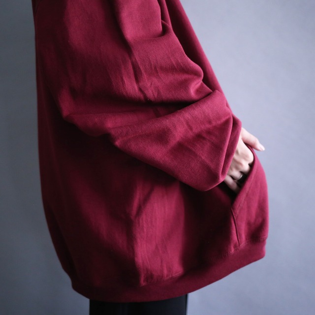 wine red over silhouette over size sweat parka