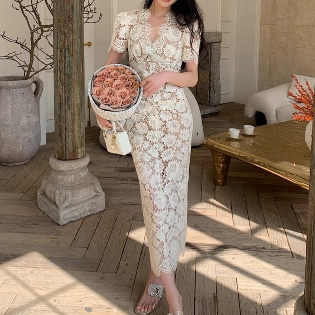 French Sleeve Midi Dress V160