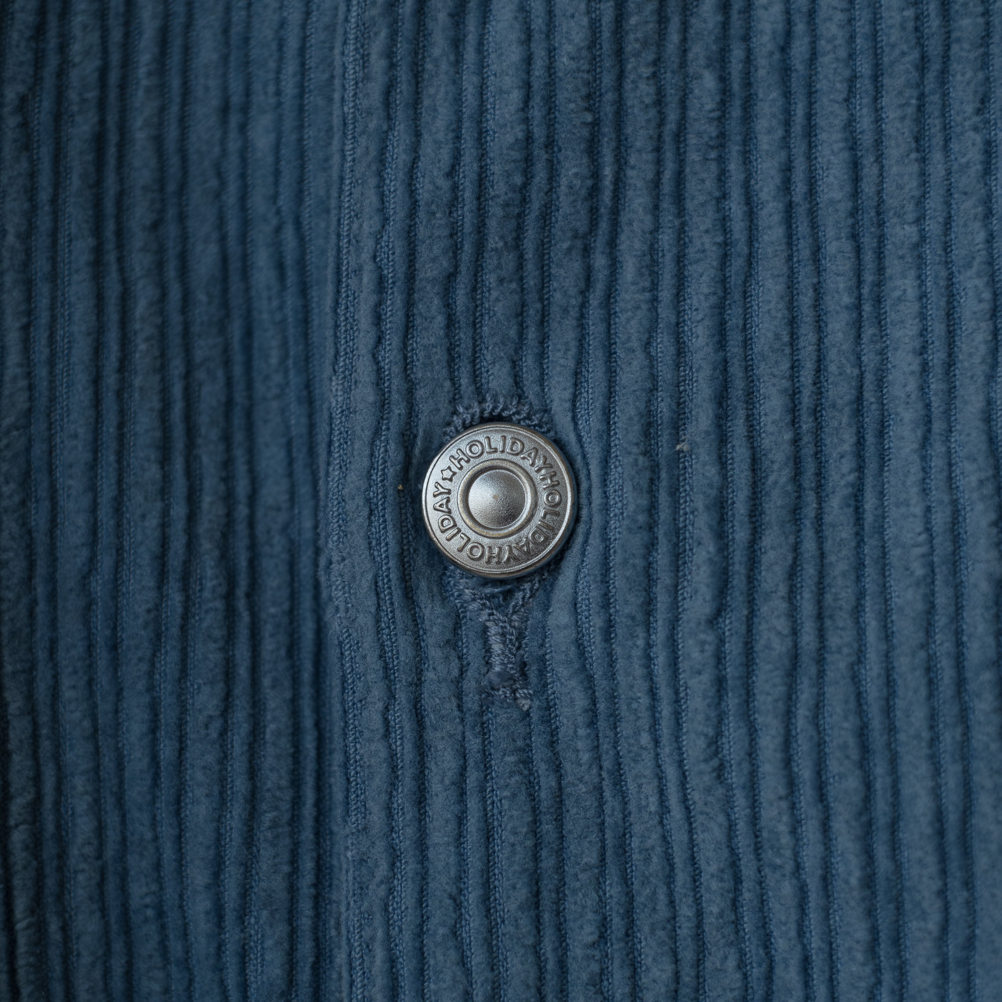 HOLIDAY】 DAMAGE CORDUROY BIG SHIRT JACKET (blue) | dros dro