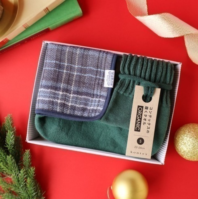 履くタオル＆タータンチェックハンカチギフト クリスマス ギフト