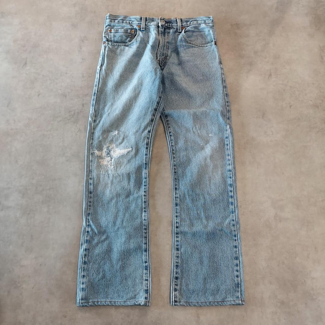 リーバイス517 Levis W32 フレア ブーツ 青 古着 ヒゲ 22079