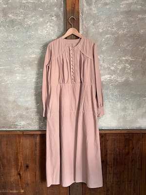 COSMIC WONDER ｜Cotton linen classic broadcloth 20’s work dress (Orange Jade)