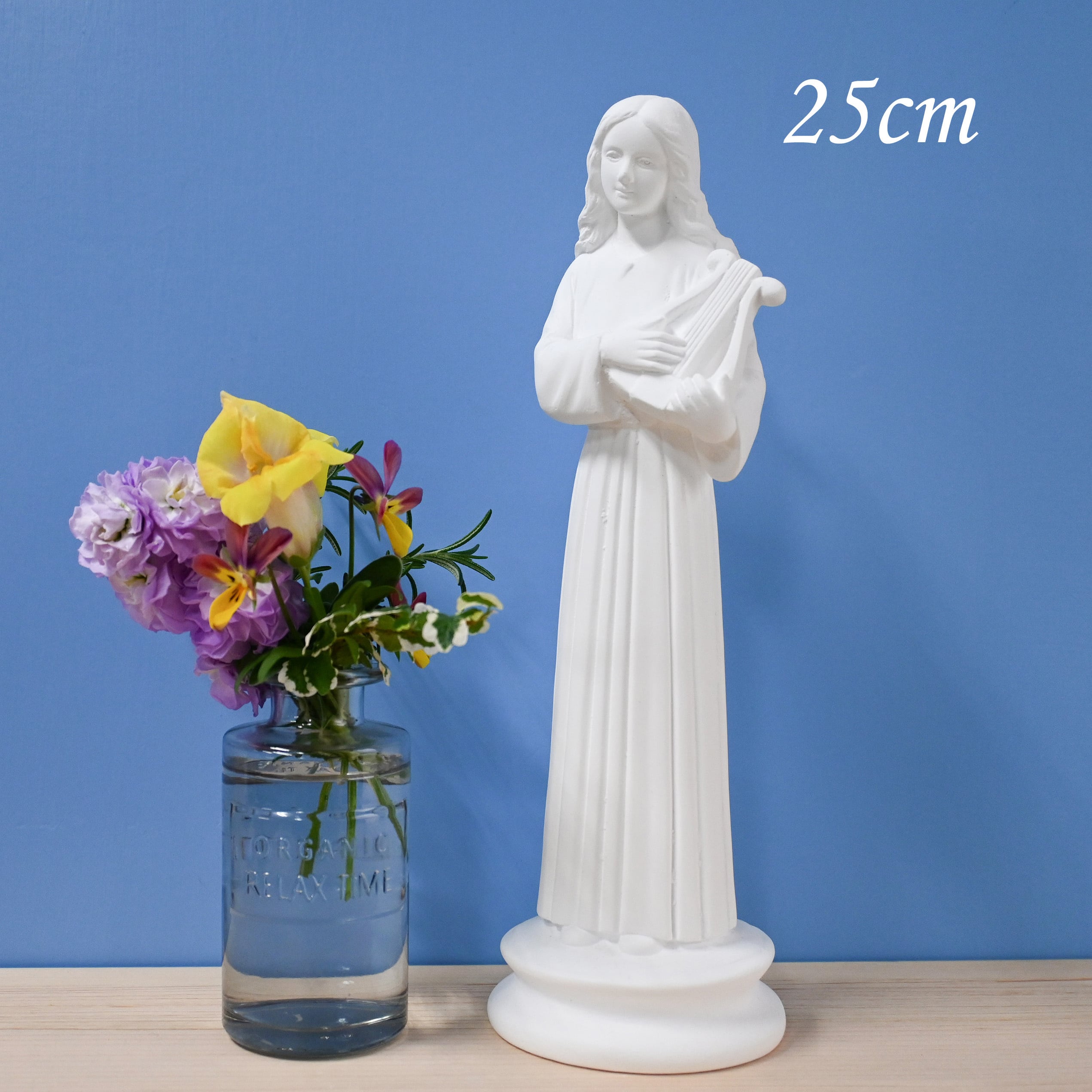 聖セシリア像【25cm】室内用白色仕上げ | 中田ザビエル工房