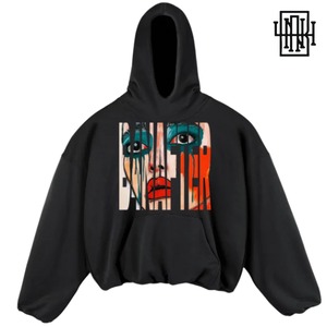 B4NAFTER「"After the clowning" Super Oversized Angel Hoodie Black/Apricot/Gray」