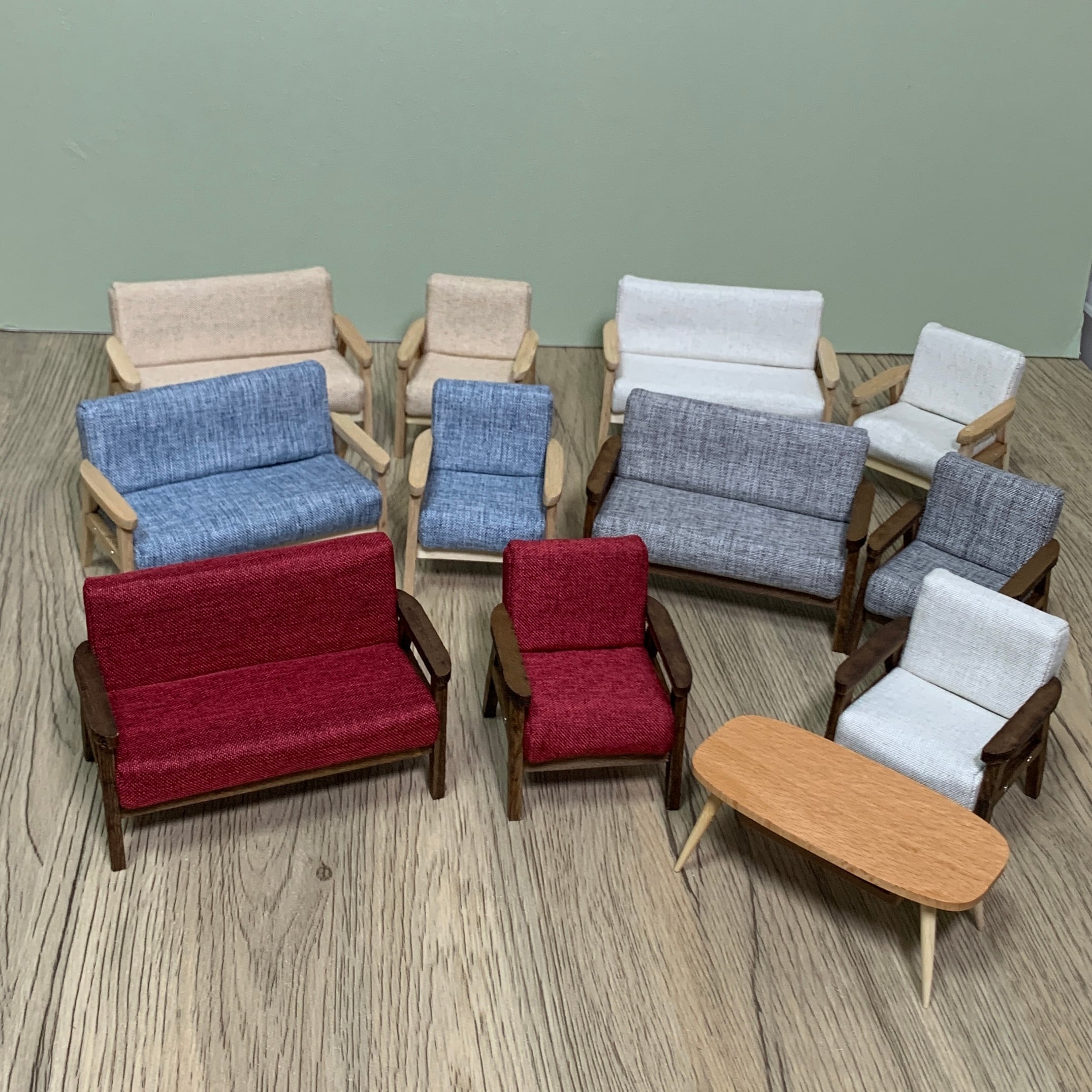 020-30183 ミニチュア家具 ＊1/12サイズ＊ table&chair ソファ 2人掛け