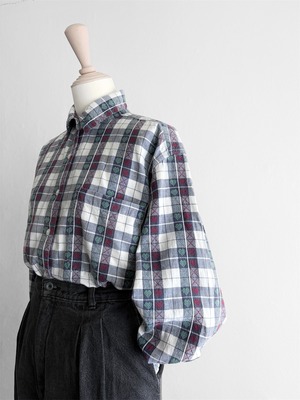 Heart Motif Plaid Cotton Shirt