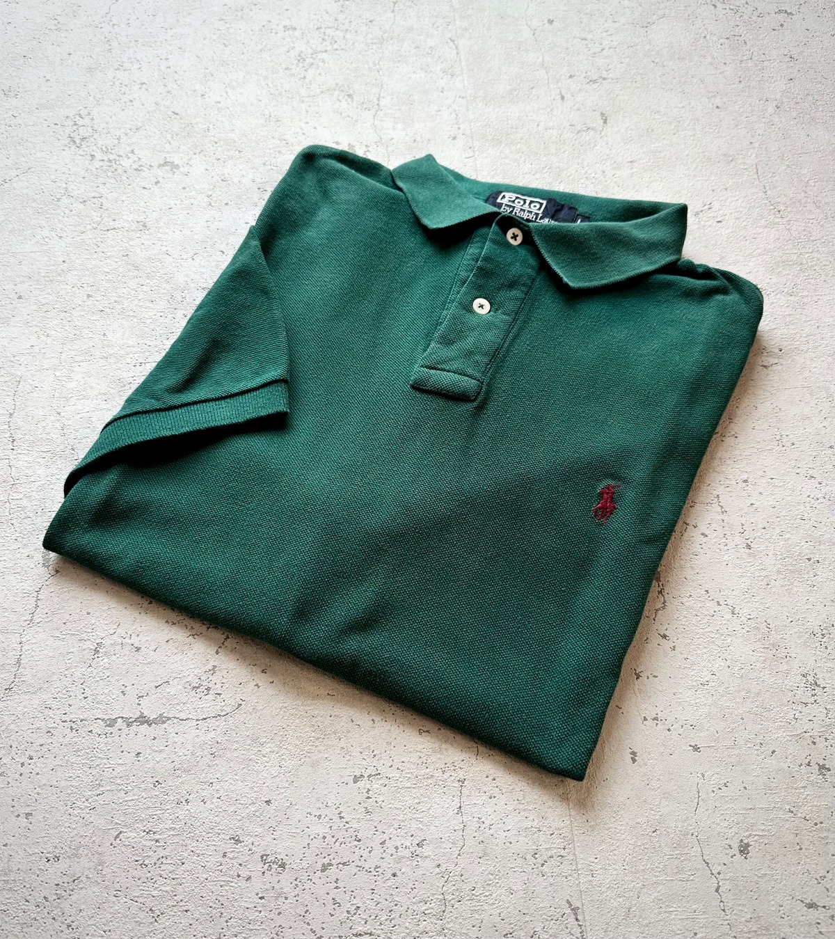90s USA製 POLO RALPH LAUREN - ONE POINT POLO SHIRT D-GREEN OLD 