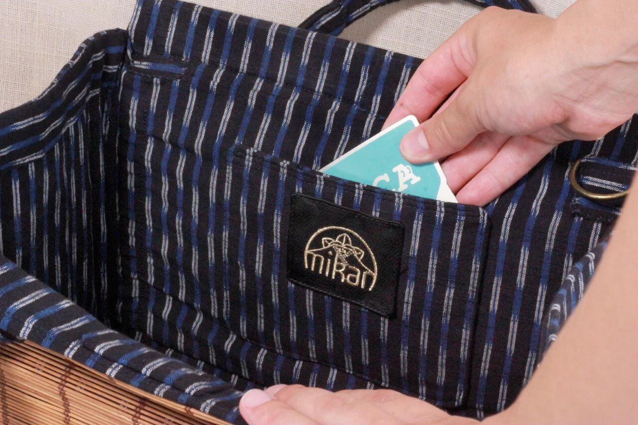 ハンドバッグ】すだれ着物バッグ 久留米絣×すだれ Mikan bag | 町家