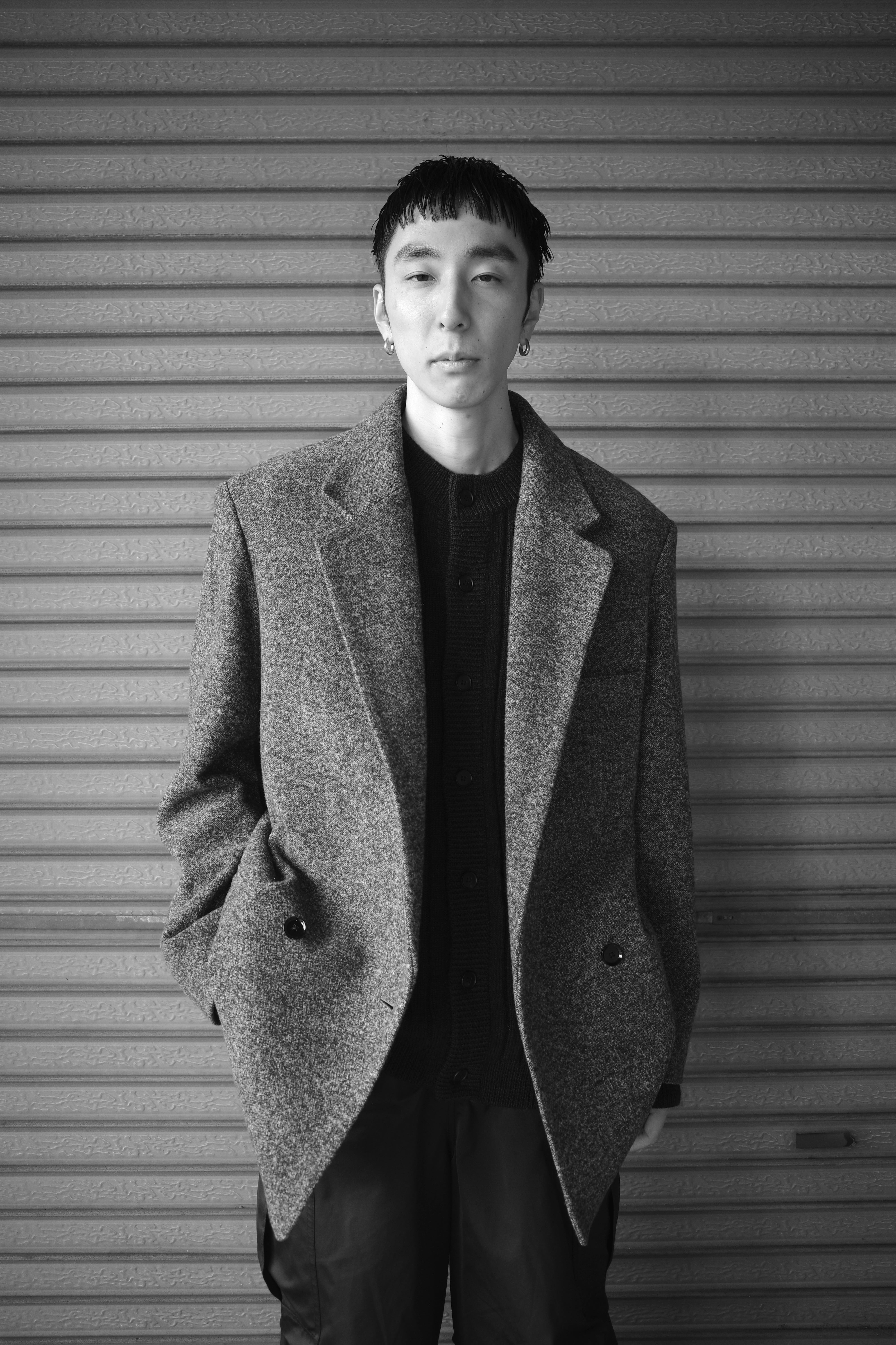 LEMAIRE SHORT DB COAT BLACK / BEIGE MELANGE CO1138 LF1455 | BEST