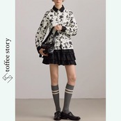 あなたの美しさを反映する、ローズプリントフレンチモノトーンシャツ 《PL0035》