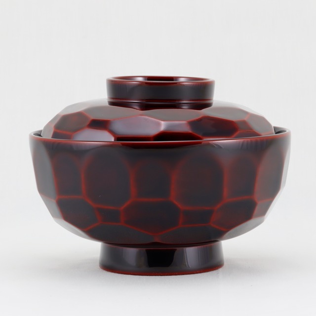 1302  輪島塗　煮物椀／亀甲形／式部蒔絵