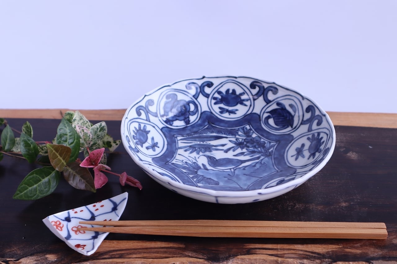 染付芙蓉手花鳥文平向付 | 陶つちやま