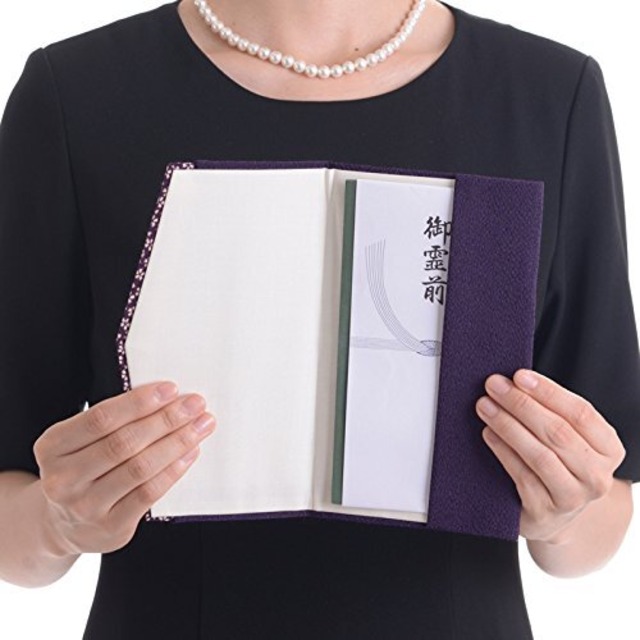 【2022最新】小花ちりめん金封 ふくさ 袱紗 日本製 ムラサキ センター折 冠婚葬祭 慶弔両用 結婚式