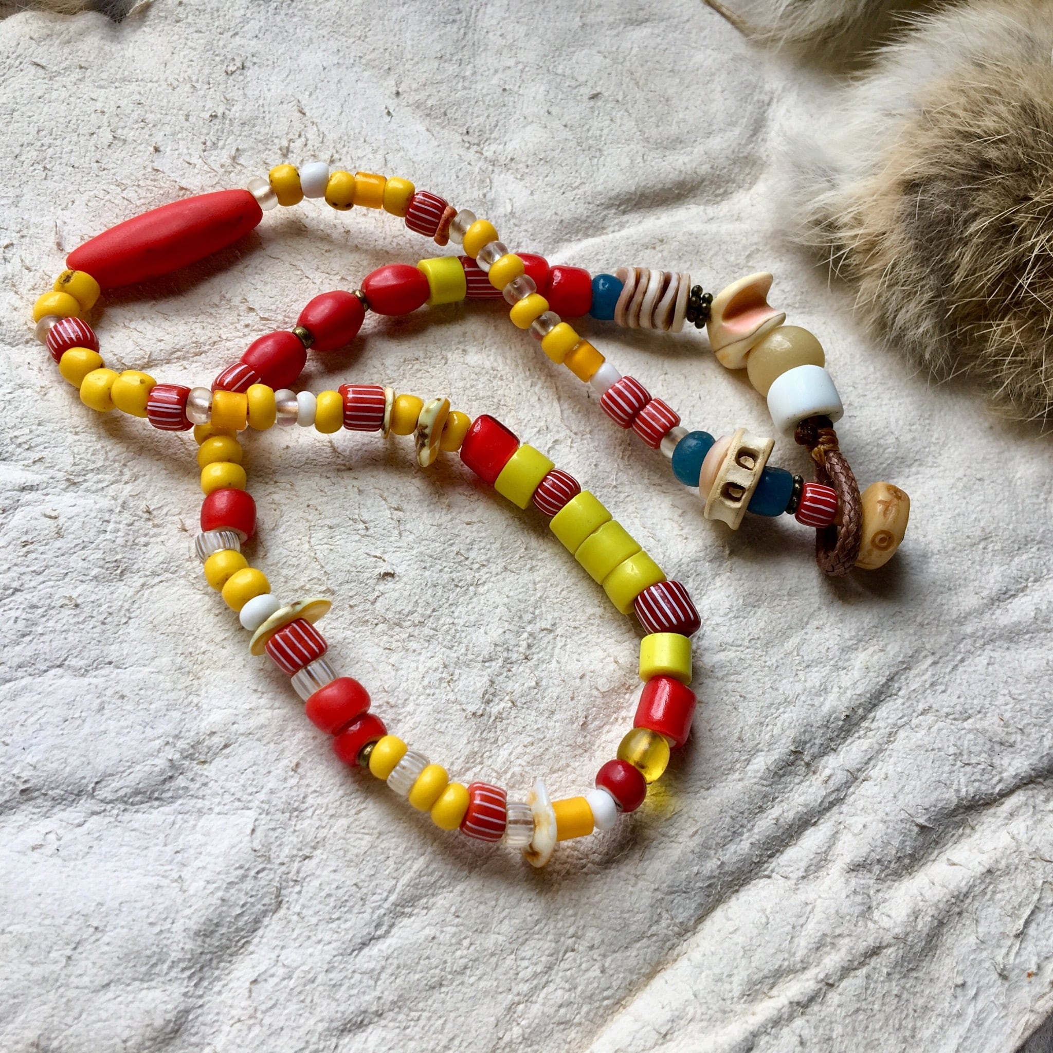 No.192】antique beads tribal ネックレス ヴェネチア産 グーズベリー