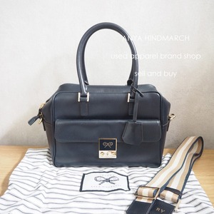 Anya Hindmarch　アニヤハインドマーチ　カーカー　スモール　ハンドバッグ　ネイビー