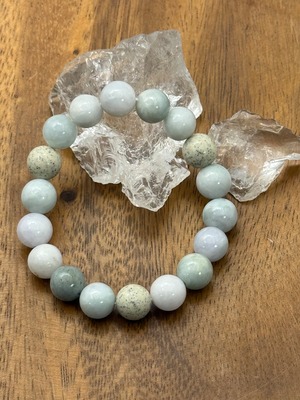 ミャンマー産翡翠と北投石　10mm