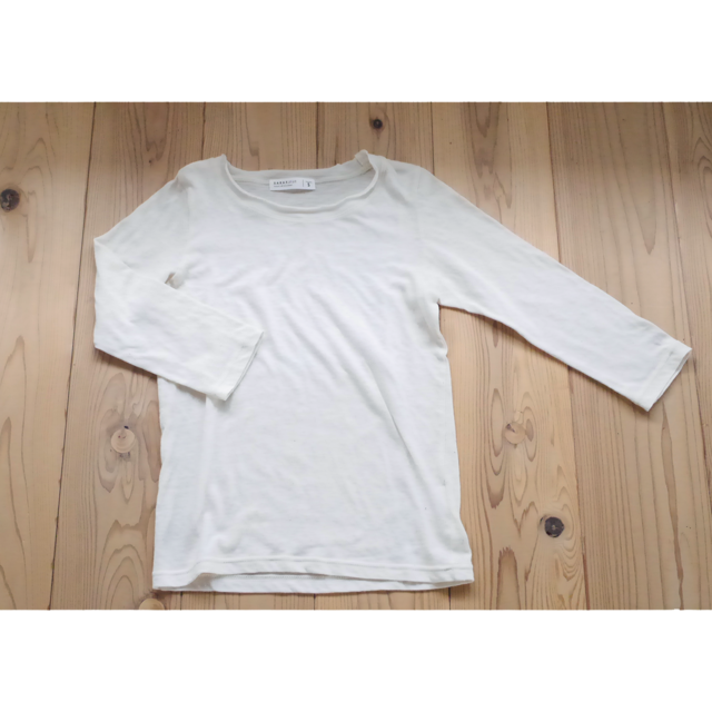 ラフィーガーゼCネックカットソー　7分袖　OFF WHITE