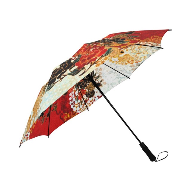 牡丹家紋紅白　折りたたみ傘