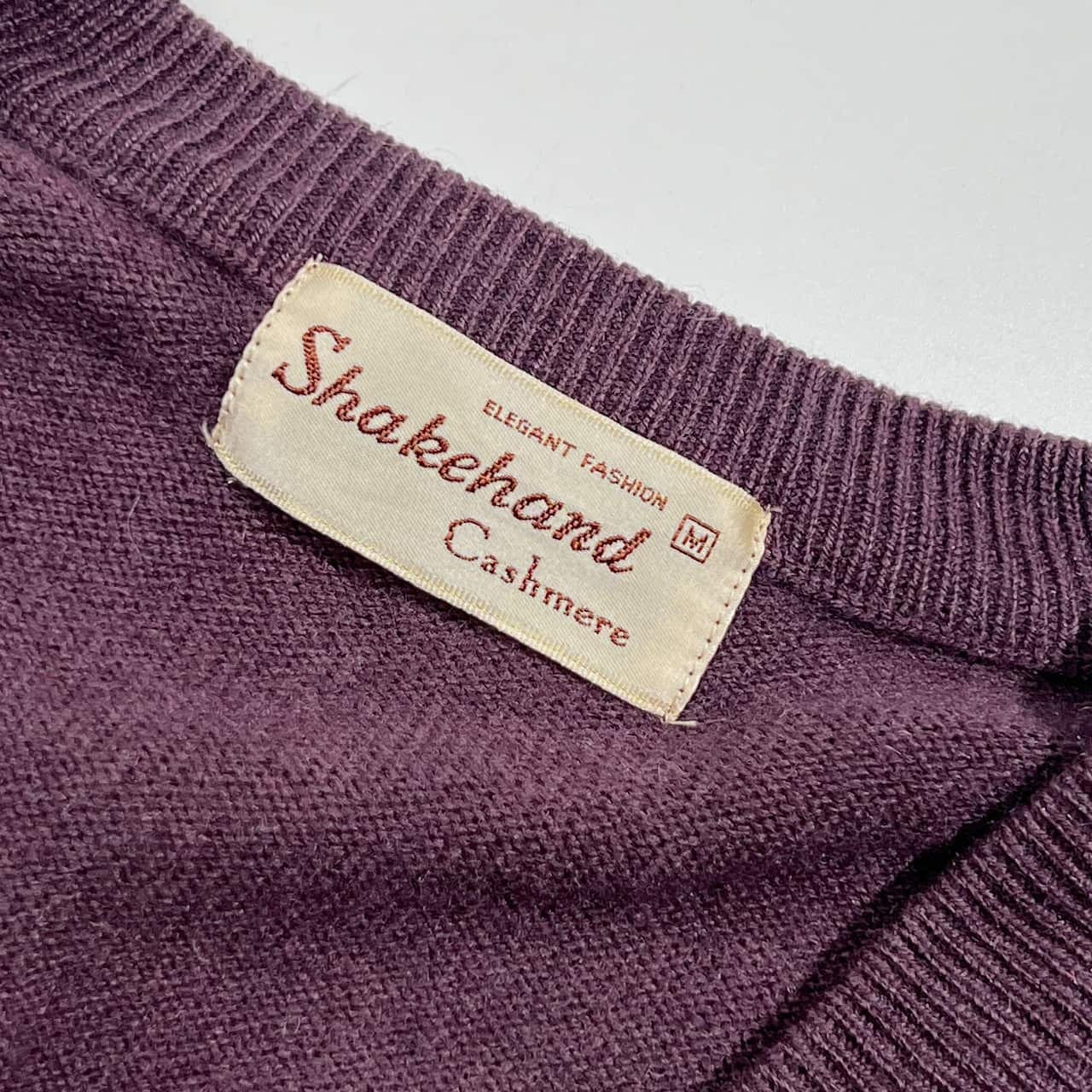 カシミヤ100% Shakehand シェイクハンド Vネック ニット セーター M/パープル メンズ