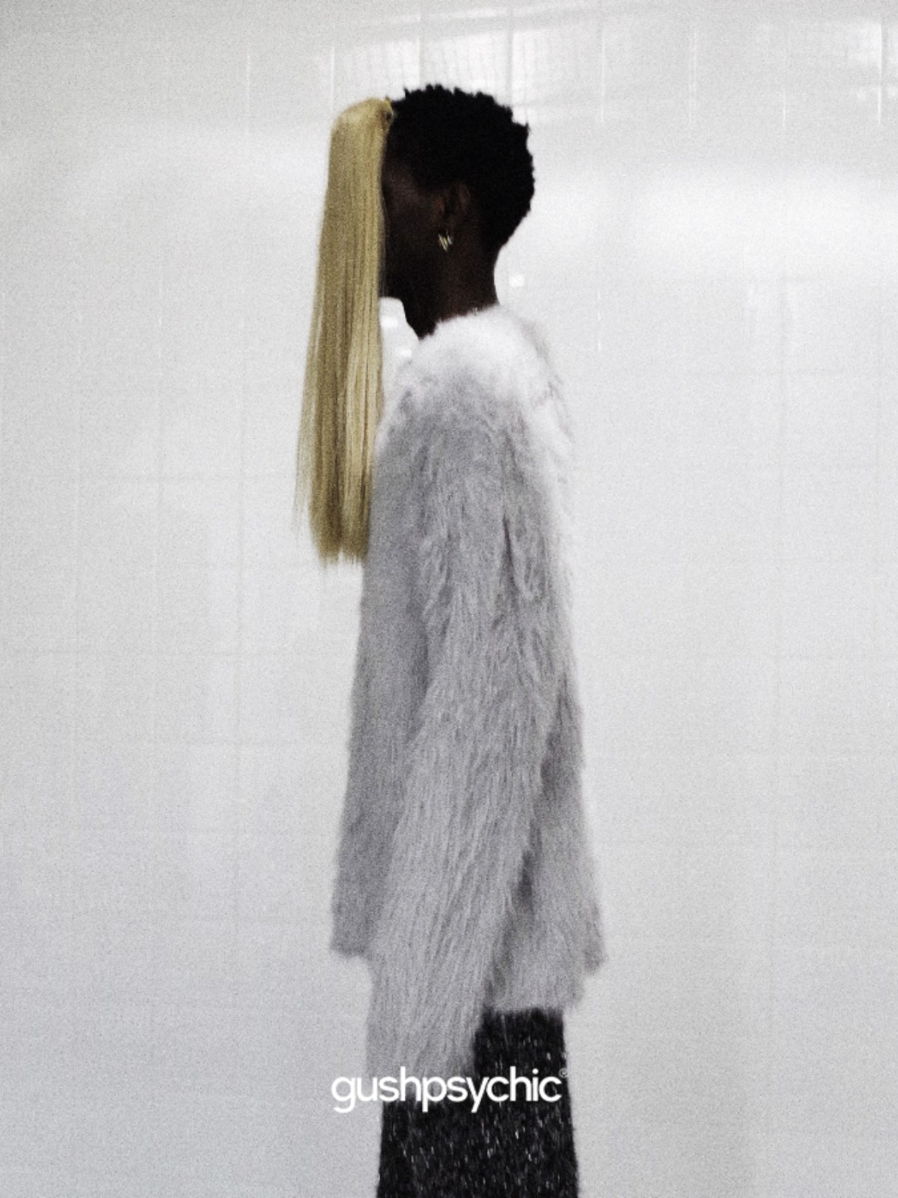 gushpsychic Hole Design Long Mink Hair Crewneck Sweater