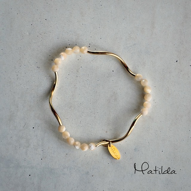 Tube & stone bracelet（マザーオブパール）