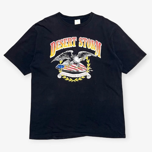 90s|Jostens|プリントTシャツ|DESERT STORM 湾岸戦争 イーグル ミリタリー アメリカン ブラック|B