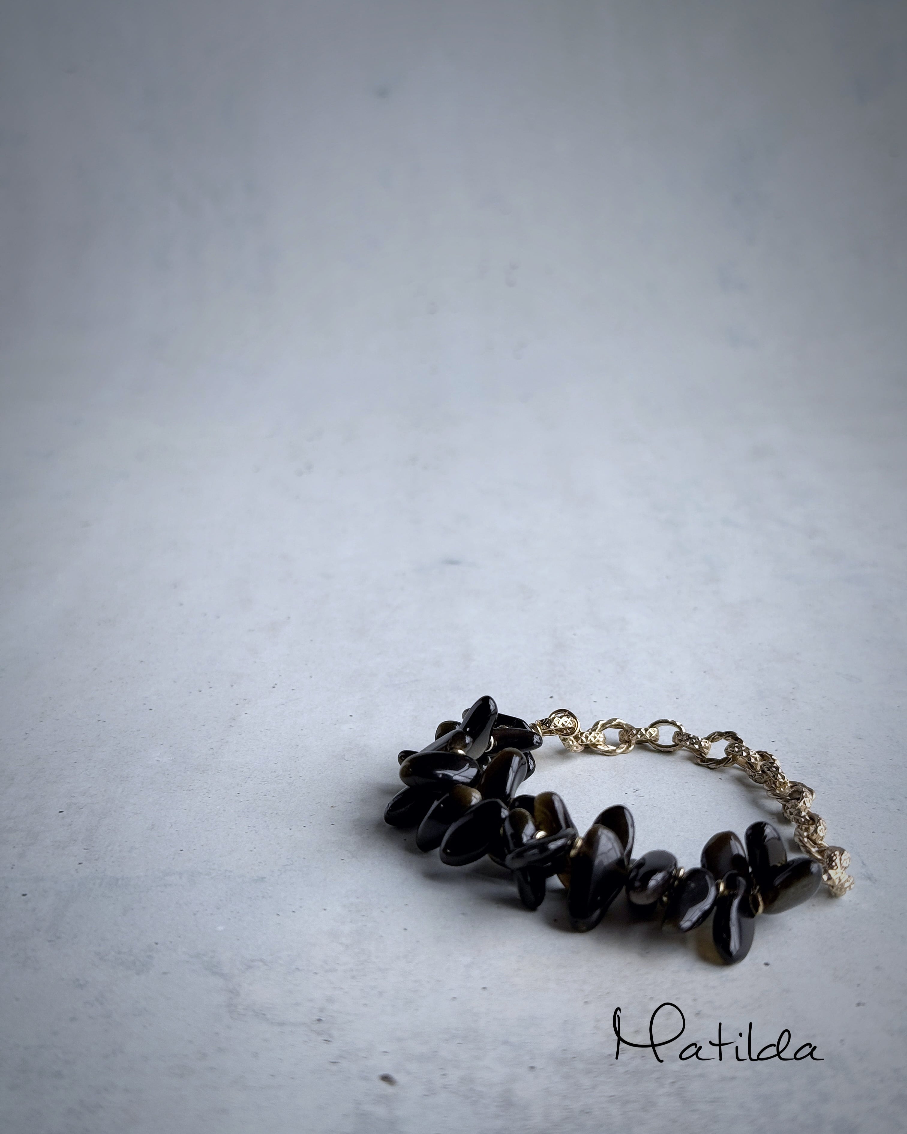 Chain & stone bracelet(ゴールデンオブシディアン)