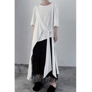 Fake Two Pieces Long Tops / フェイク ツー ピース ロング トップス シャツ
