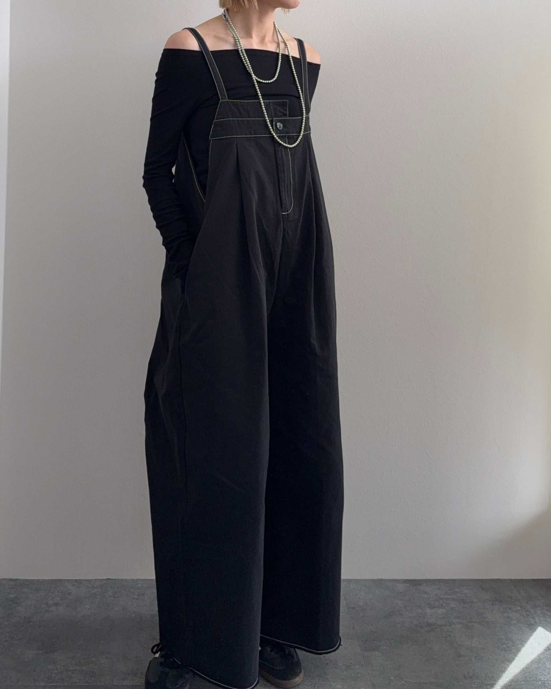 【新作アイテム送料無料】cotton twill asymmetrical overall