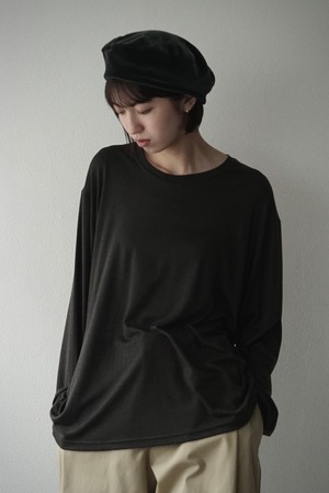 Super120s Washable Wool Jersey / Oversized L/S Tee（EBONY）