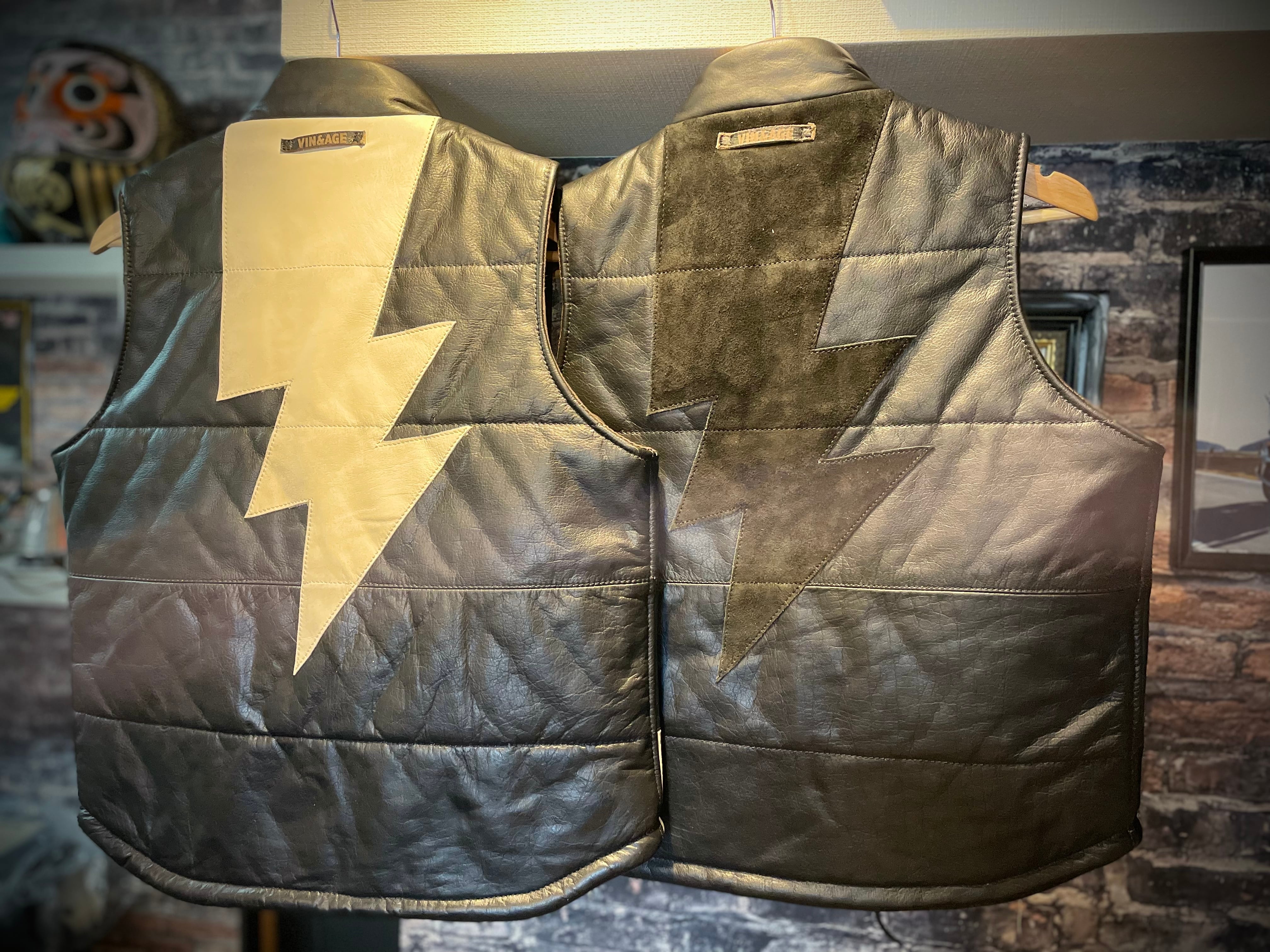 Vin&Age（ヴィン＆エイジ）【TYPE VLJ6 Naughty Leather Vest】 レザーベスト ナーティーベスト エイジング加工  高機能保温中綿 カウハイド/バッファローレザー | Frog-Amulet