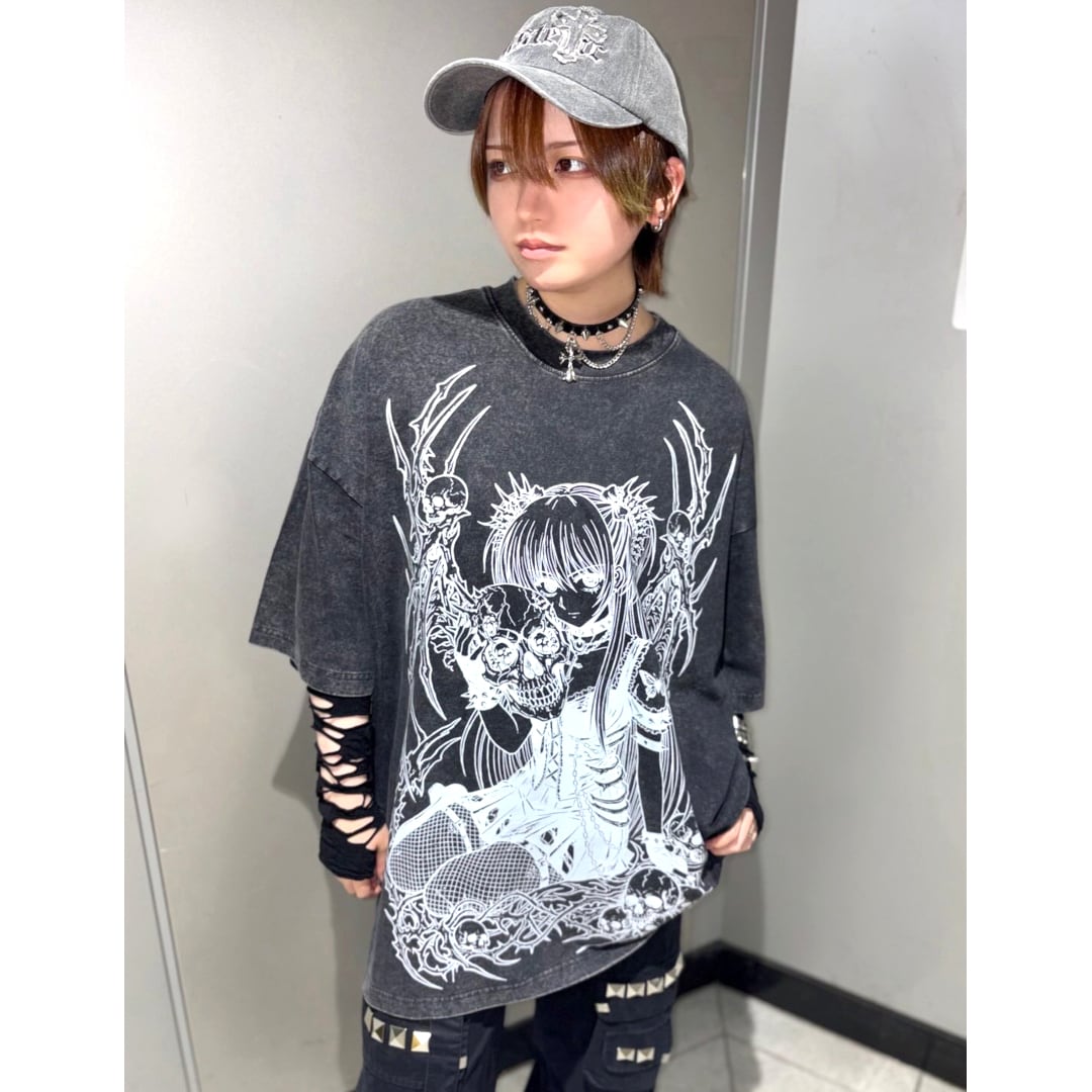6/3 完売→再入荷！】新作☆Skull Girl ウォッシュTシャツ